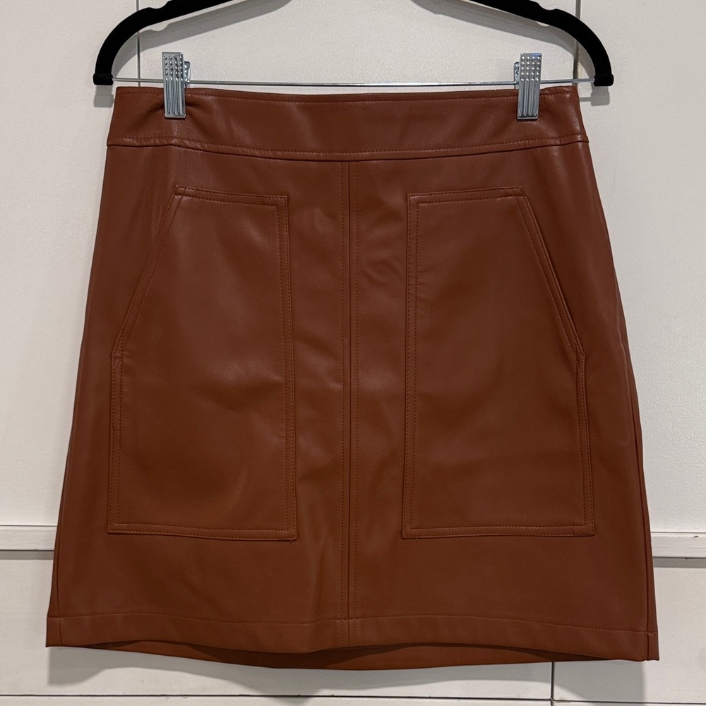 NWT LOFT faux leather skirt- cognac